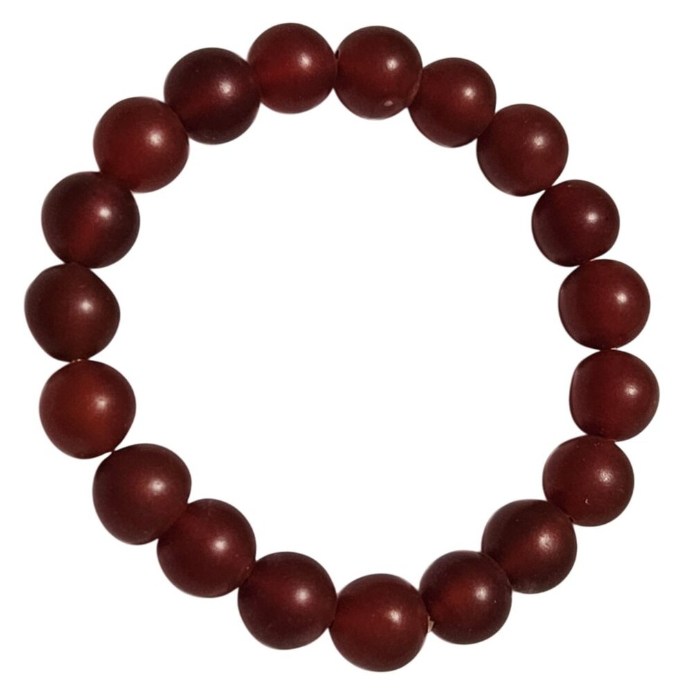 Retro Red Bead Stretch Bracelet Matte Finish Classic 50s 80s Fashion Minimalist